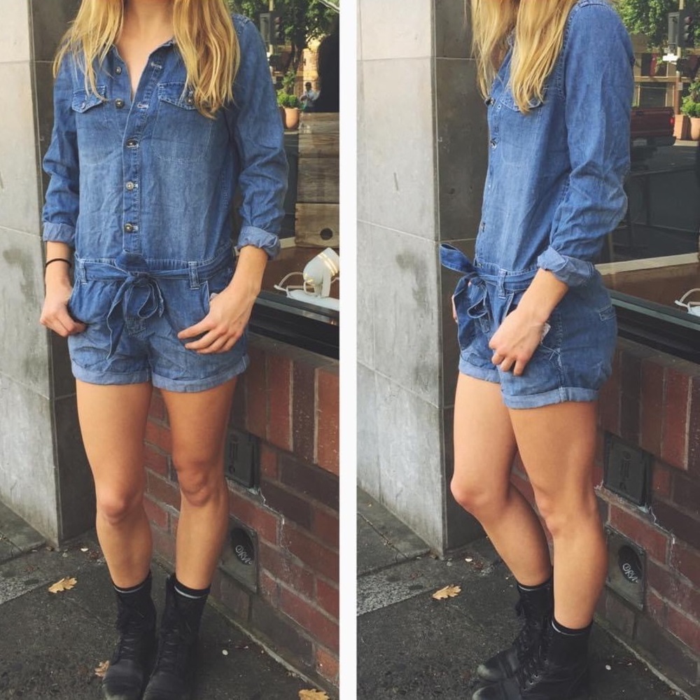Free People Denim Romper